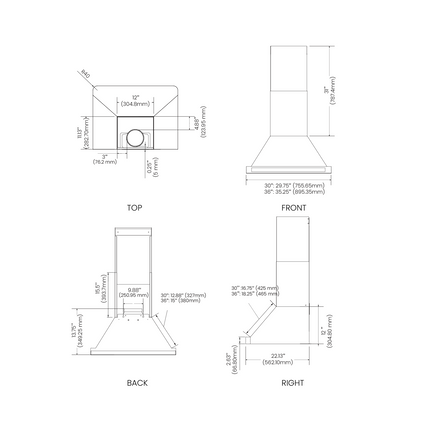 Vesta Brussels 36" | Silver | 800 CFM Suction