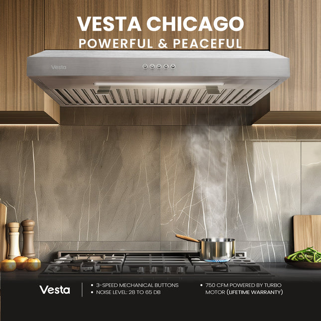 Vesta Chicago 30" | Silver | Quiet ≤65 dB Operation