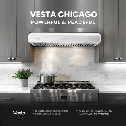Vesta Chicago 30" | White | Quiet ≤65 dB Operation