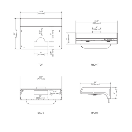 Vesta Columbus 30" | White | 750 CFM Suction