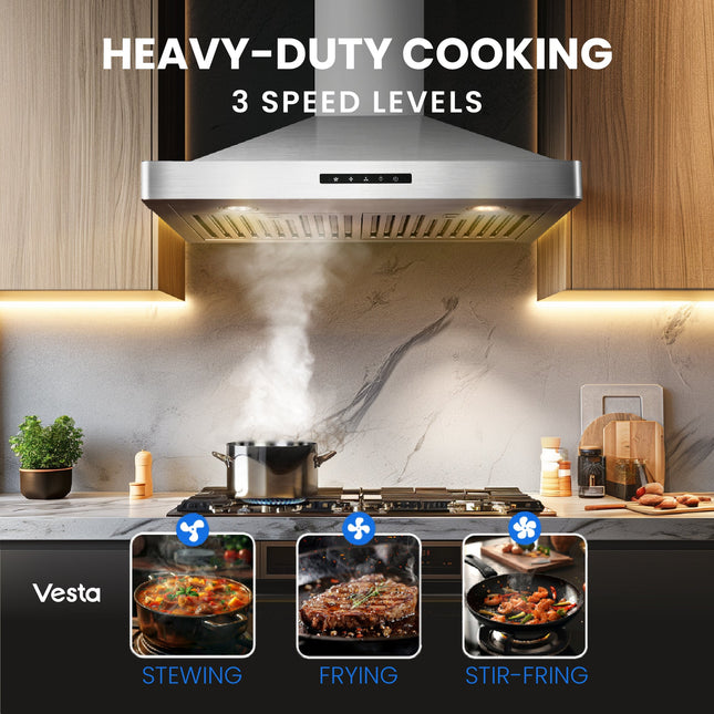 Vesta Milan 30" | Silver | Easy-Clean Baffle Filters