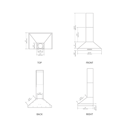 Vesta Milan 30" | Silver | Easy-Clean Baffle Filters