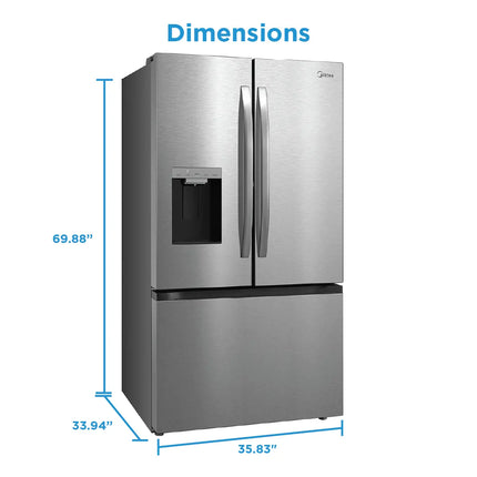 Midea 28.9 Cu. Ft. 36” Standard Depth French Door with OneTouch AutoFill™ Dispenser