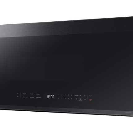 Samsung 2.1 cu. ft. Over-the-Range Microwave with Edge to Edge Glass Display in Matte Black Steel