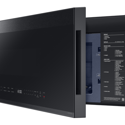 Samsung 2.1 cu. ft. Over-the-Range Microwave with Edge to Edge Glass Display in Matte Black Steel