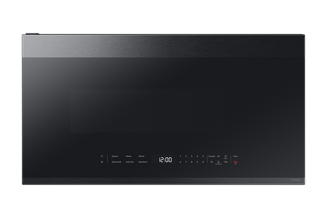 Samsung 2.1 cu. ft. Over-the-Range Microwave with Edge to Edge Glass Display in Matte Black Steel