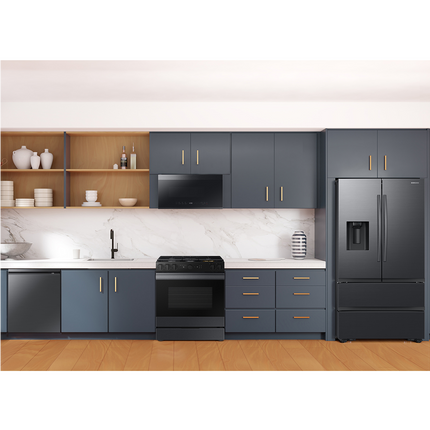 Samsung 2.1 cu. ft. Over-the-Range Microwave with Edge to Edge Glass Display in Matte Black Steel