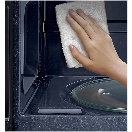 Samsung 2.1 cu. ft. Over-the-Range Microwave with Edge to Edge Glass Display in Matte Black Steel
