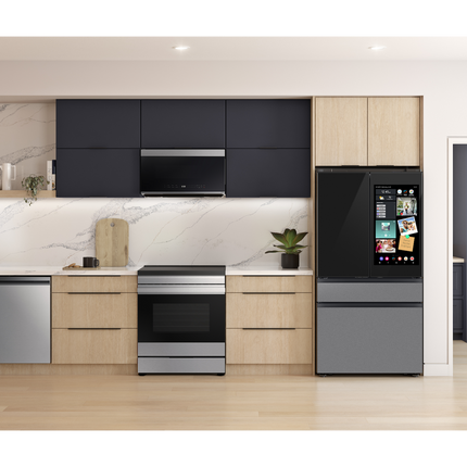 Samsung 2.1 cu. ft. Over-the-Range Microwave with Edge to Edge Glass Display in Matte Black Steel