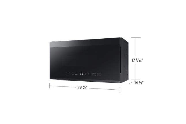 Samsung 2.1 cu. ft. Over-the-Range Microwave with Edge to Edge Glass Display in Matte Black Steel