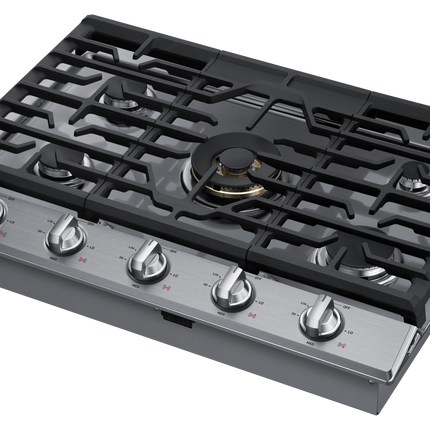 Samsung 30" 5-Burner Smart Gas Cooktop with 22K BTU Dual Power Burner + Griddle & Wok Grate - Stainless Steel