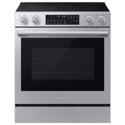 Samsung Electric Slide-In Range True Convection with Air Fry Max | Air Sous Vide | Soft Closing Door 6.3 cu.ft. - Stainless Steel