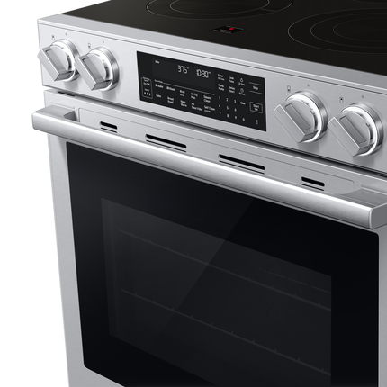 Samsung Electric Slide-In Range True Convection with Air Fry Max | Air Sous Vide | Soft Closing Door 6.3 cu.ft. - Stainless Steel