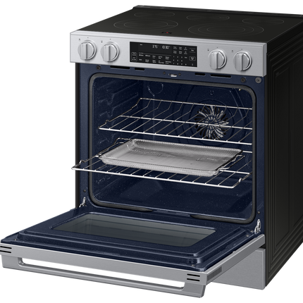 Samsung Electric Slide-In Range True Convection with Air Fry Max | Air Sous Vide | Soft Closing Door 6.3 cu.ft. - Stainless Steel