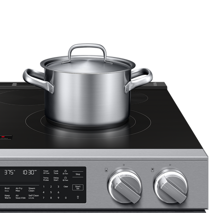 Samsung Electric Slide-In Range True Convection with Air Fry Max | Air Sous Vide | Soft Closing Door 6.3 cu.ft. - Stainless Steel