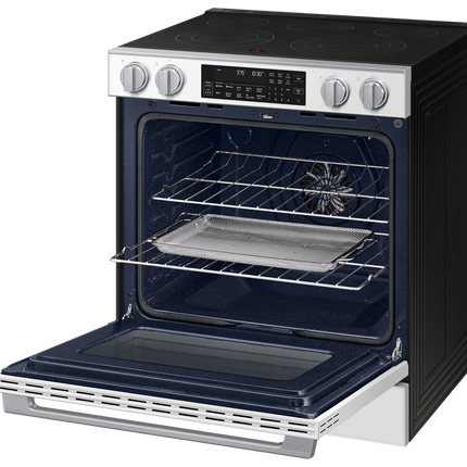 Samsung Electric Slide-In Range True Convection with Air Fry Max | Air Sous Vide | Soft Closing Door 6.3 cu.ft. - White