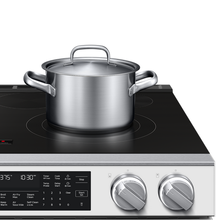 Samsung Electric Slide-In Range True Convection with Air Fry Max | Air Sous Vide | Soft Closing Door 6.3 cu.ft. - White