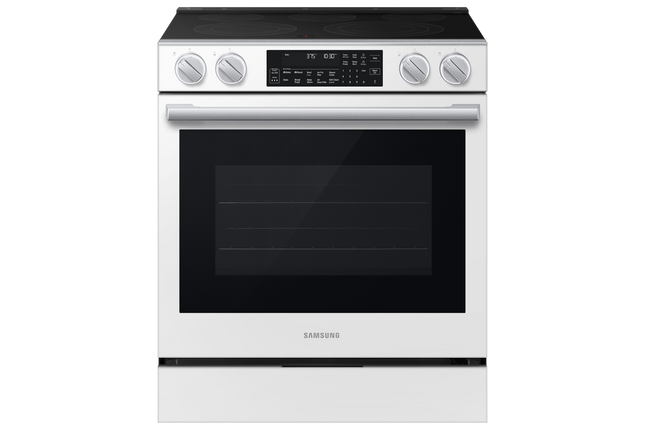 Samsung Electric Slide-In Range True Convection with Air Fry Max | Air Sous Vide | Soft Closing Door 6.3 cu.ft. - White