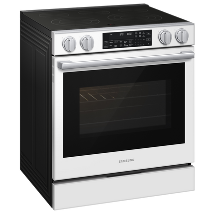 Samsung Electric Slide-In Range True Convection with Air Fry Max | Air Sous Vide | Soft Closing Door 6.3 cu.ft. - White
