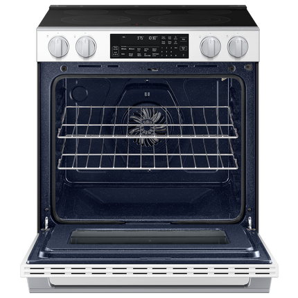 Samsung Electric Slide-In Range True Convection with Air Fry Max | Air Sous Vide | Soft Closing Door 6.3 cu.ft. - White