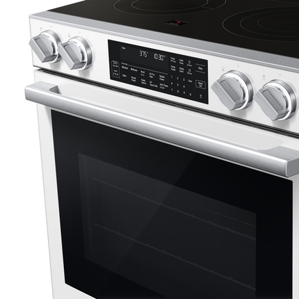 Samsung Electric Slide-In Range True Convection with Air Fry Max | Air Sous Vide | Soft Closing Door 6.3 cu.ft. - White