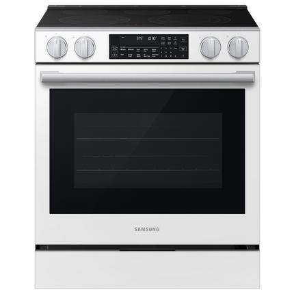 Samsung Electric Slide-In Range True Convection with Air Fry Max | Air Sous Vide | Soft Closing Door 6.3 cu.ft. - White