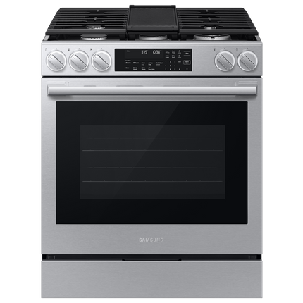 Samsung Gas Slide-In Range True Convection with Air Fry Max | Air Sous Vide | Soft Closing Door 6.0 cu.ft. - Stainless Steel