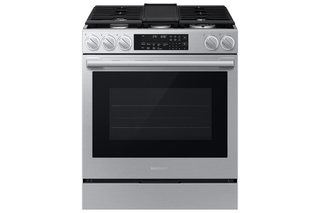 Samsung Gas Slide-In Range True Convection with Air Fry Max | Air Sous Vide | Soft Closing Door 6.0 cu.ft. - Stainless Steel