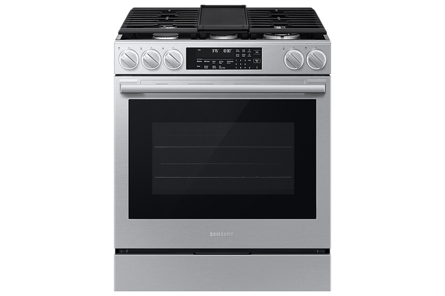 Samsung Gas Slide-In Range True Convection with Air Fry Max | Air Sous Vide | Soft Closing Door 6.0 cu.ft.