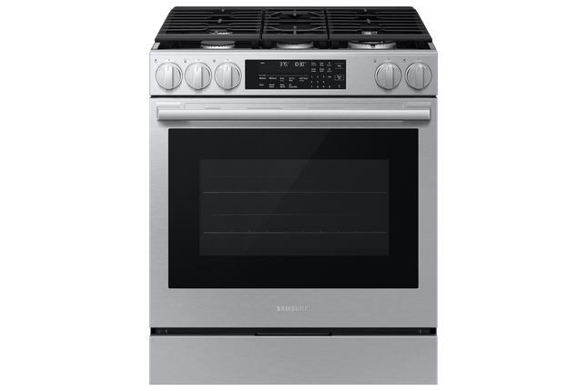 Samsung Gas Slide-In Range True Convection with Air Fry Max | Air Sous Vide | Soft Closing Door 6.0 cu.ft. - Stainless Steel