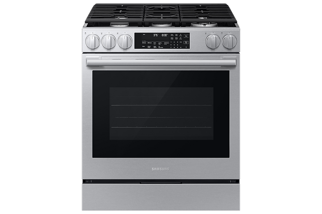 Samsung Gas Slide-In Range True Convection with Air Fry Max | Air Sous Vide | Soft Closing Door 6.0 cu.ft.