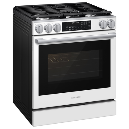 Samsung Gas Slide-In Range True Convection with Air Fry Max | Air Sous Vide | Soft Closing Door 6.0 cu.ft. - White
