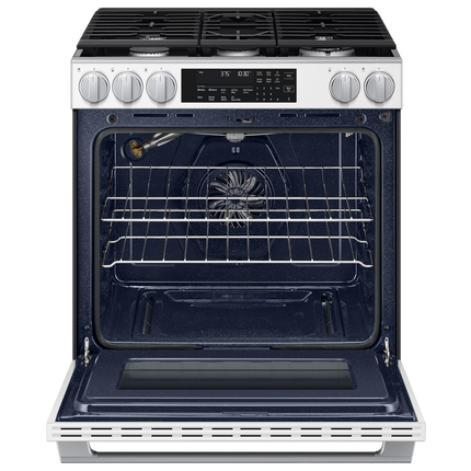Samsung Gas Slide-In Range True Convection with Air Fry Max | Air Sous Vide | Soft Closing Door 6.0 cu.ft. - White