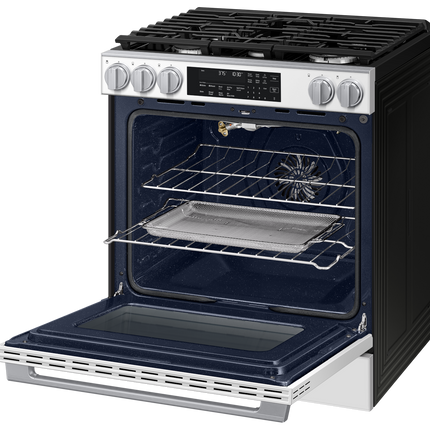 Samsung Gas Slide-In Range True Convection with Air Fry Max | Air Sous Vide | Soft Closing Door 6.0 cu.ft. - White