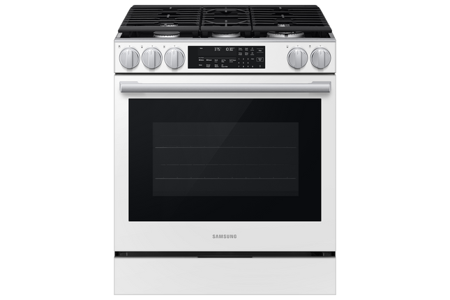 Samsung Gas Slide-In Range True Convection with Air Fry Max | Air Sous Vide | Soft Closing Door 6.0 cu.ft. - White