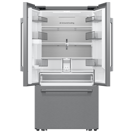 Samsung Bespoke AI 3-Door French Door Refrigerator RF70 Sleek Zero Clearance Fit In-Door Tall Dispenser 24 cu.ft.