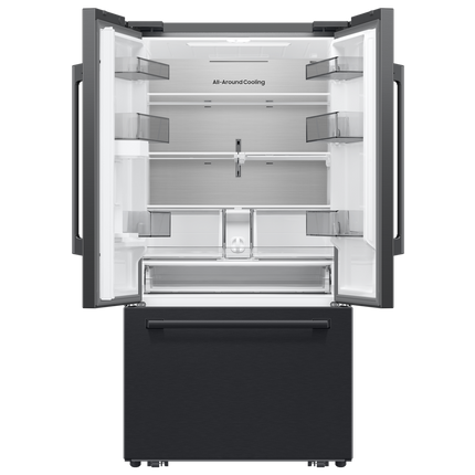 Samsung Bespoke AI 3-Door French Door Refrigerator RF70 Sleek Zero Clearance Fit In-Door Tall Dispenser 29 cu.ft. - Black