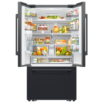 Samsung Bespoke AI 3-Door French Door Refrigerator RF70 Sleek Zero Clearance Fit In-Door Tall Dispenser 29 cu.ft. - Black