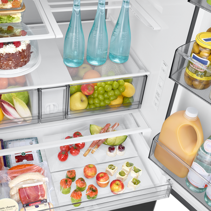 Samsung Bespoke AI 3-Door French Door Refrigerator RF70 Sleek Zero Clearance Fit In-Door Tall Dispenser 29 cu.ft. - Black