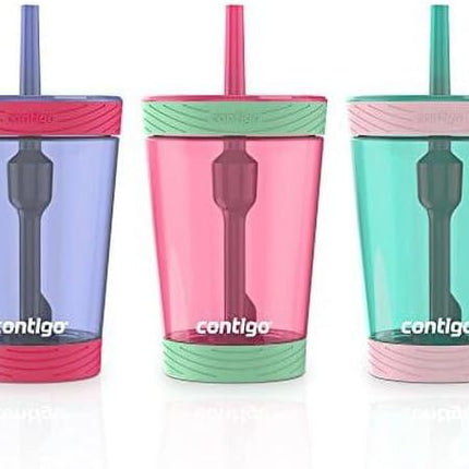 Contigo Spill-Proof Kids Tumbler with Straw, 3-Pack, Sprinkles, Wink And Persian Green, 14Fl oz